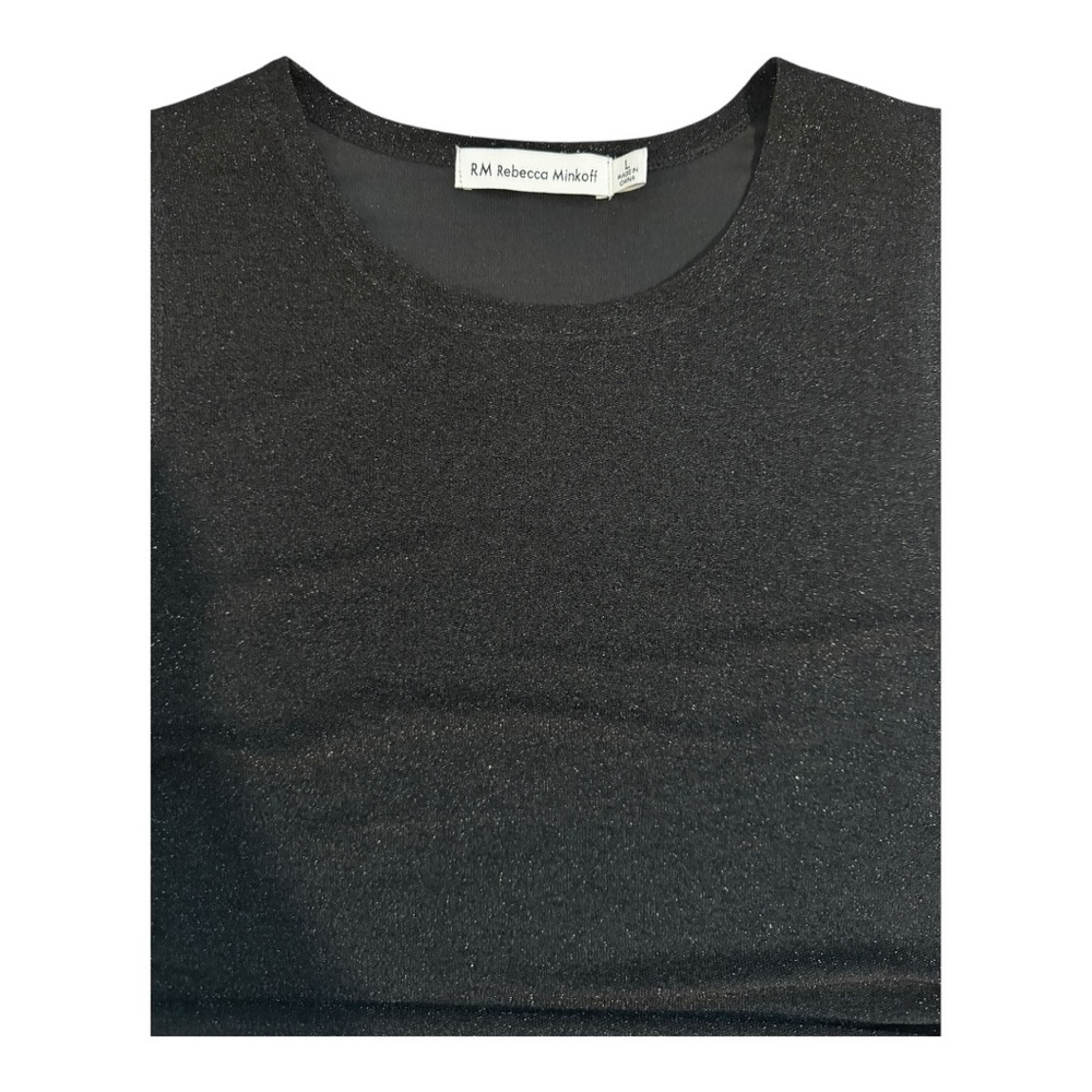 Rebecca Minkoff Metallic Black Sleeveless Top L - Picture 3 of 4